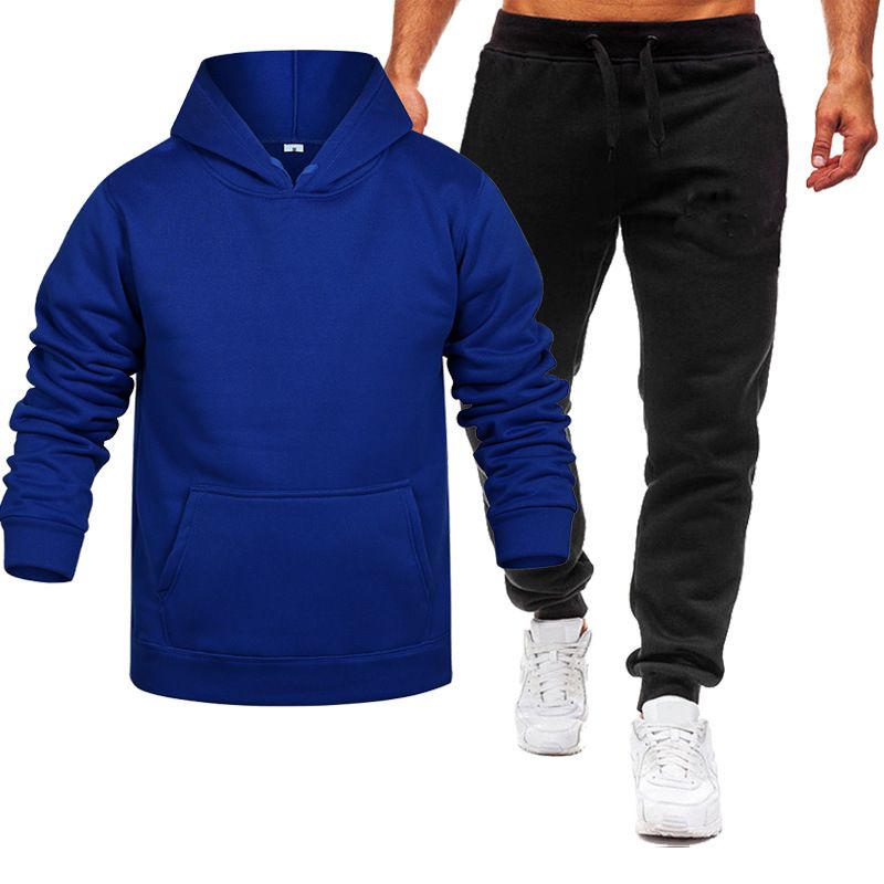 Herrenbekleidung Frühling, Herbst und Winter Herren- und Damenfreizeit Europäischer Code Blanko Einfarbiger Anzug Vlies Lockerer Pullover und Hose Zweiteiliges Set_voghion.com