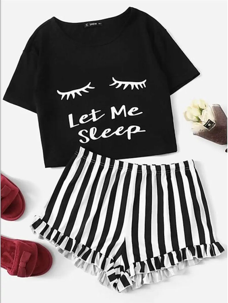 Tie Button Printed Wear Casual Simple Home Sexy Short Sleeve Shorts Thin Pajamas Women's Set Resistant Wrinkle Attire_voghion.com