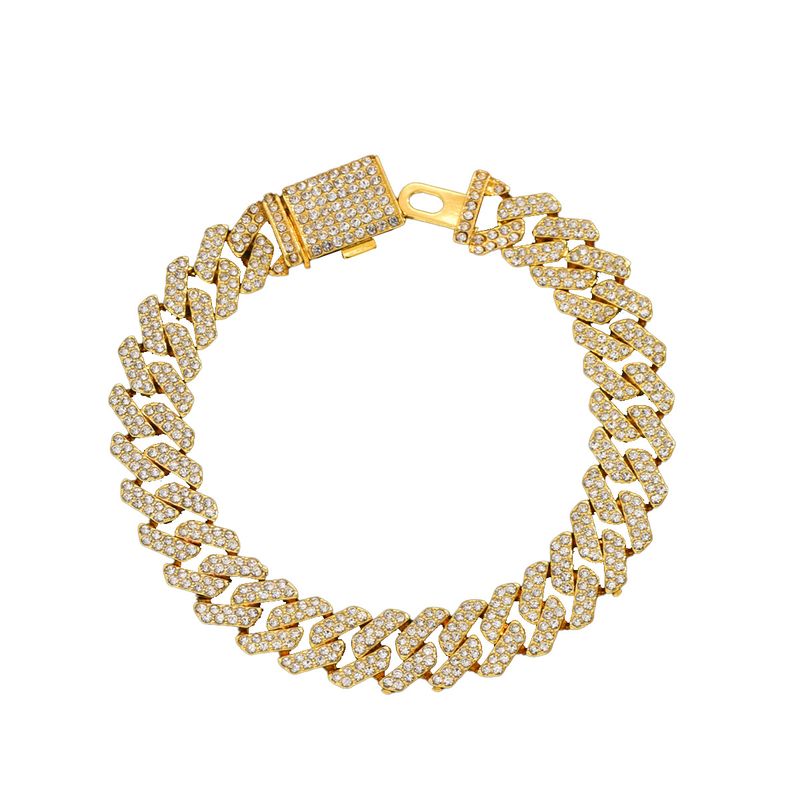 Bransoletka męska z geometrycznym akcentem diamentowym - Hip Hop Luksusowa biżuteria ze stopu metali dla profesjonalnego stylu_voghion.com