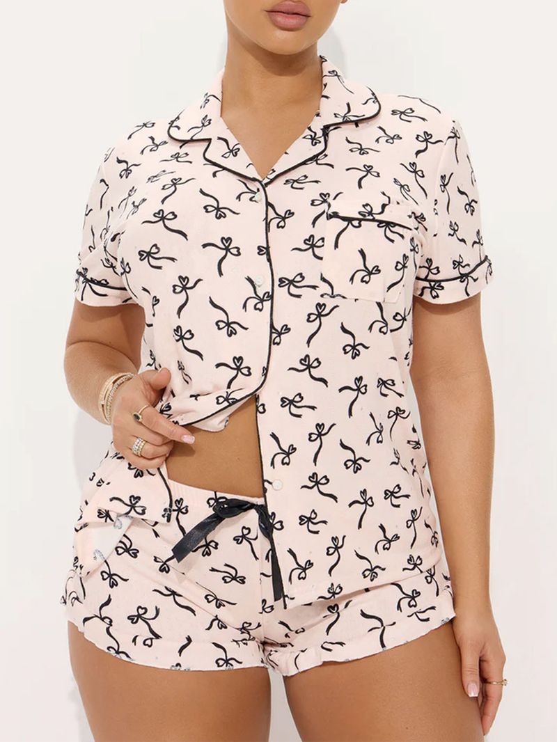 Women's Summer Sleepwear Set – Short Sleeve Top & Shorts – Soft Milk Silk Fabric – Comfortable Home & Outdoor Loungewear_voghion.com