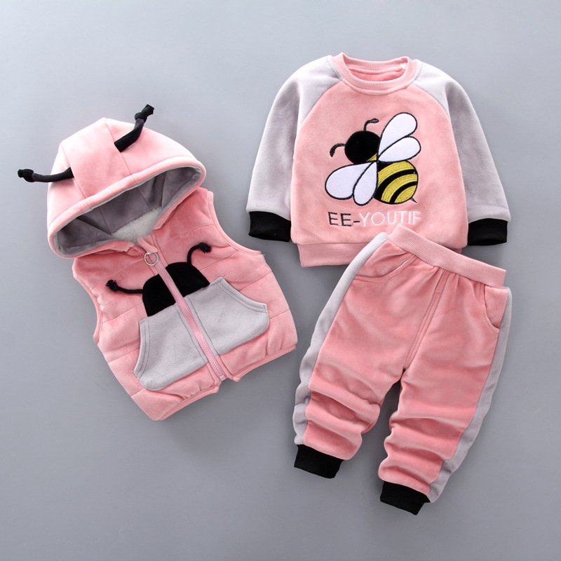 Babytøj børn plus fleece tyk tredelt hættetrøje kan åbnes i skridtet_voghion.com