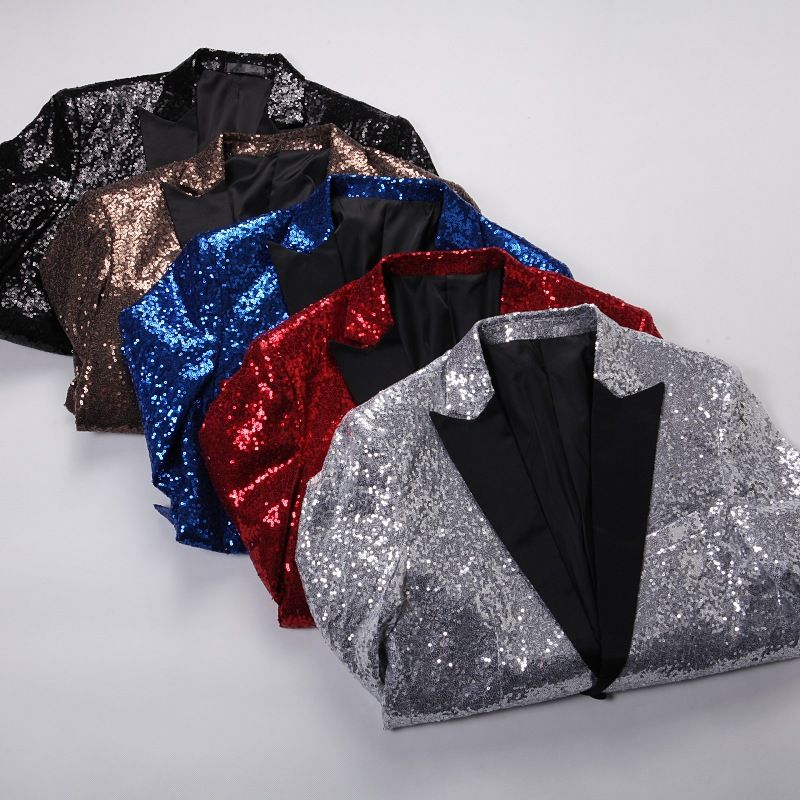 Costum bărbătesc cu paiete, costum de performanță scenică, haină, costum de baie_voghion.com