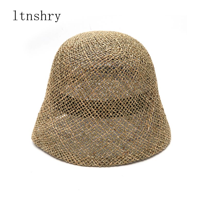 Moda Moda Nuovi cappelli estivi per le donne Retro Tesa piatta Fatto a mano Signore all'aperto Protezione solare Spiaggia Cappello di paglia Traspirante_voghion.com