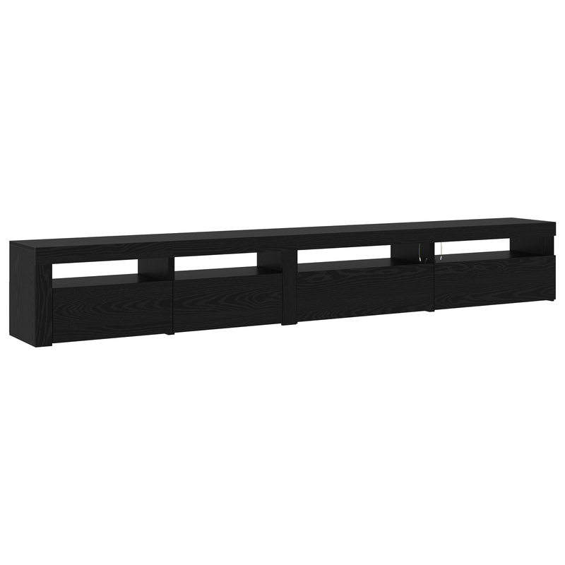 3-teiliger TV-Schrank mit LED-Lichtern Schwarze Eiche Holzwerkstoff_voghion.com