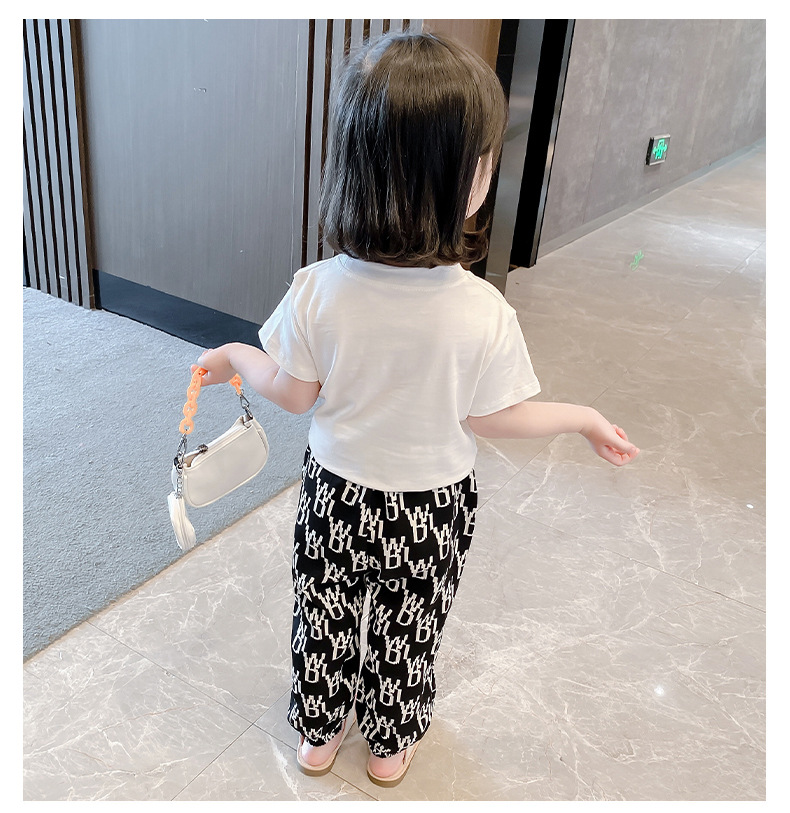 Set de două piese pentru băieți și fete, vară nouă, pantaloni casual, lejer, cu imprimeu, tricou, mărime mică și medie, la modă, pentru copii mari_voghion.com