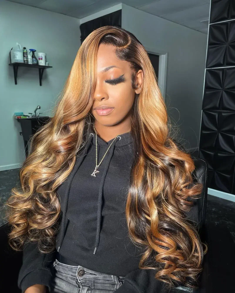 Parrucche frontali in pizzo trasparente con capelli umani, 30, 32 pollici, densità 200, colore: onda del corpo_voghion.com