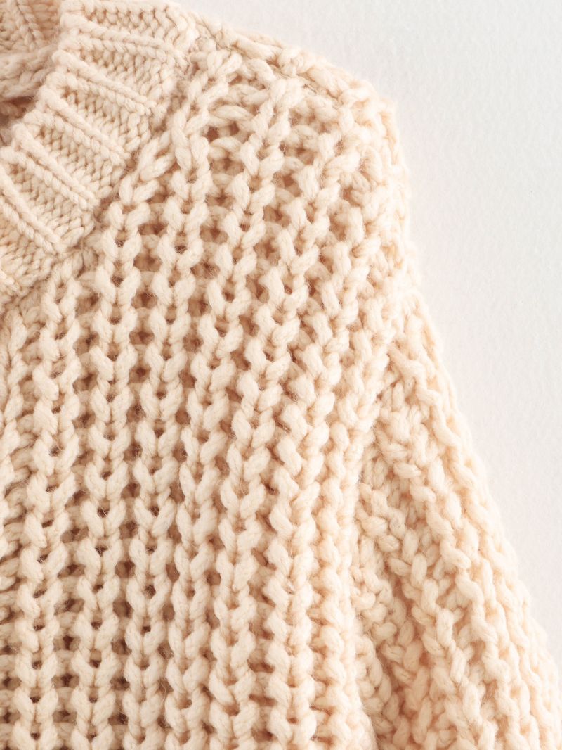 Kuscheliger Oversize-Strickpullover – Grobstrick mit Zopfmuster, offene Vorderseite, lässiger Langarm-Wickelpullover – Streetwear-Chic (mehrere Farben/Größen)_voghion.com