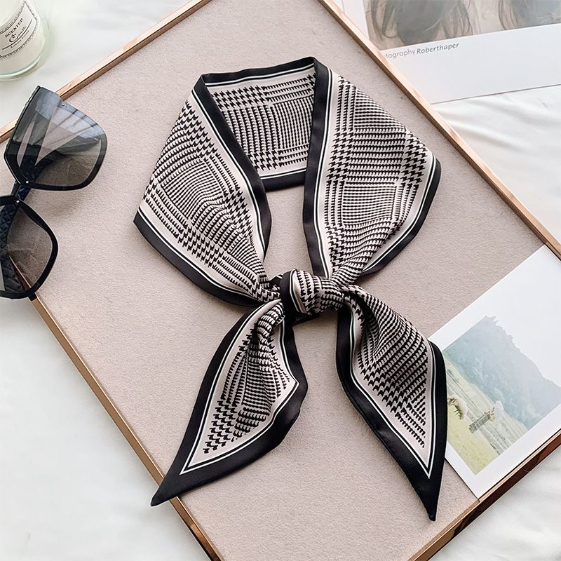 Spring Summer New Small Silk Korean Print High-Value Narrow Hairband Bag Accessories Scarf Thin Long Strip Ribbon For_voghion.com