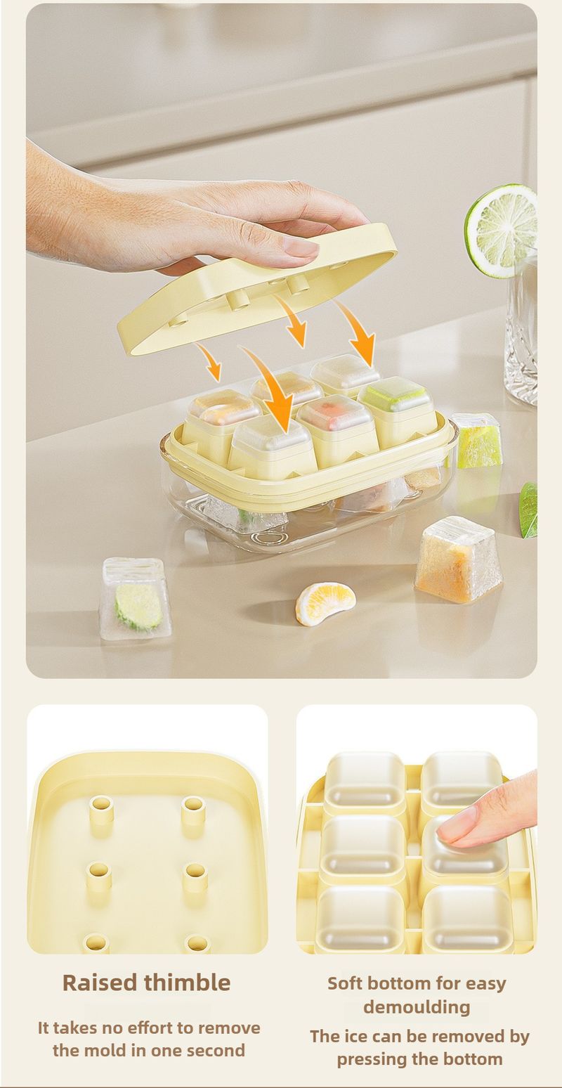 1/4/8PCS Push Ice Cube Mould Ice Compartment Mini Summer Ice Mould Ice Storage Box Home Square Silicone Ice Cube Mould With Lid_voghion.com