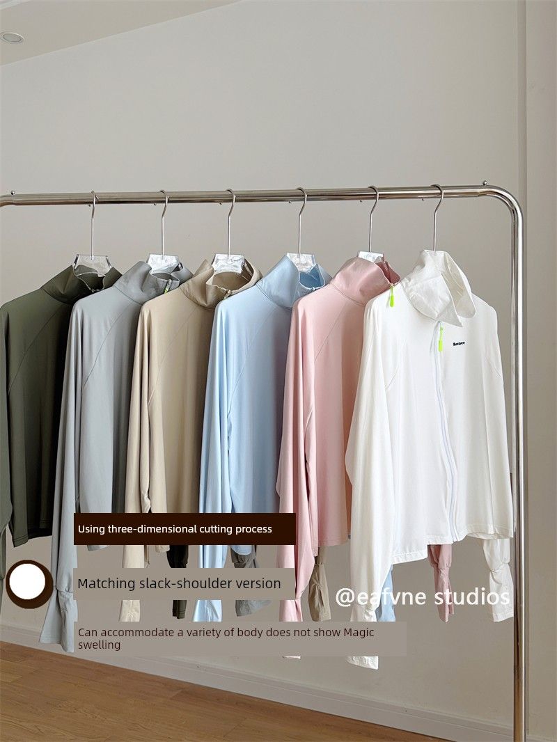 UPF50 + Stehkragen Nackenschutz Cool Atmungsaktiv Strickjacke Rohgarn_voghion.com