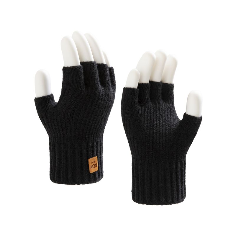 New Alpaca Wool For Cycling, Autumn And Winter, Warm, Fleece-Lined, Half-Finger, Work Gloves, Thickened, Cold-Proof,_voghion.com