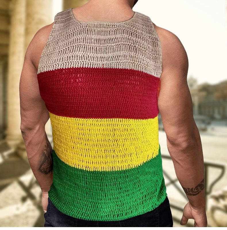 Canotta casual senza maniche in maglione lavorato a maglia con ago spesso a contrasto da uomo in stile abbigliamento da uomo SY0081_voghion.com