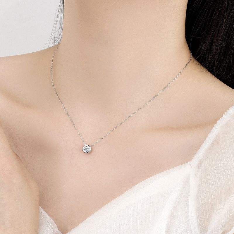 Sterling Moissanite Bubble Necklace Round Bead Classic 1 Carat TP950 Plated Choker Chain Women's Fashion Silver Jewelry_voghion.com