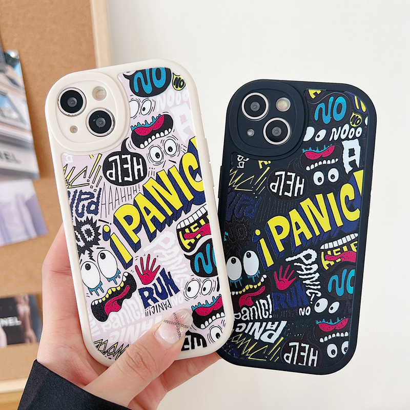 Doodle grappige uitdrukking telefoon case Voor iPhone 14 13 12 Pro 11 ProMax XSmax XR X XS 7 8Plus schokbestendig Zachte Siliconen Achterkant_voghion.com