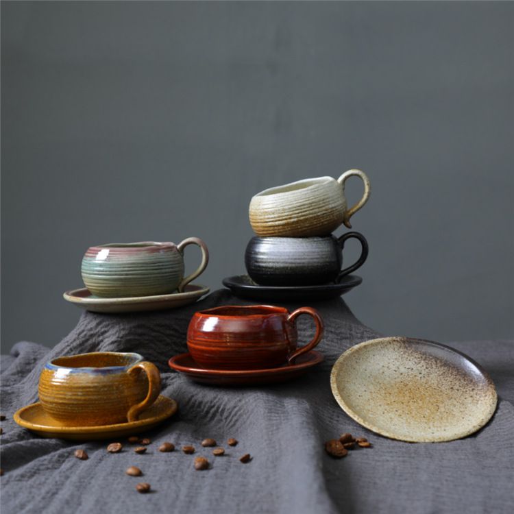 Vintage Keramik Becher Steenwaren kleng Kapazitéit Kaffi Taass Ënnerhalt Set Japanesch Keramik Becher Nomëtteg Téi Kaffi Becher Becher_voghion.com