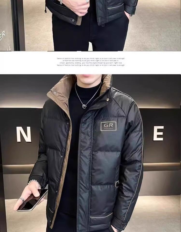 Neue einfarbige Jacke für Männer mit einem Gefühl luxuriöser Freizeitmode. Daunenjacke für Männer, dick und trendig_voghion.com