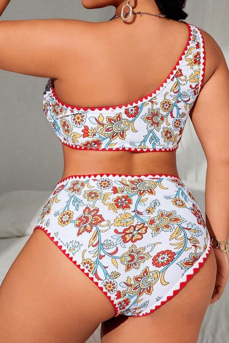 Women's Clothing Printed Bikini Set Sexy One Shoulder Two Piece Swimsuit_voghion.com