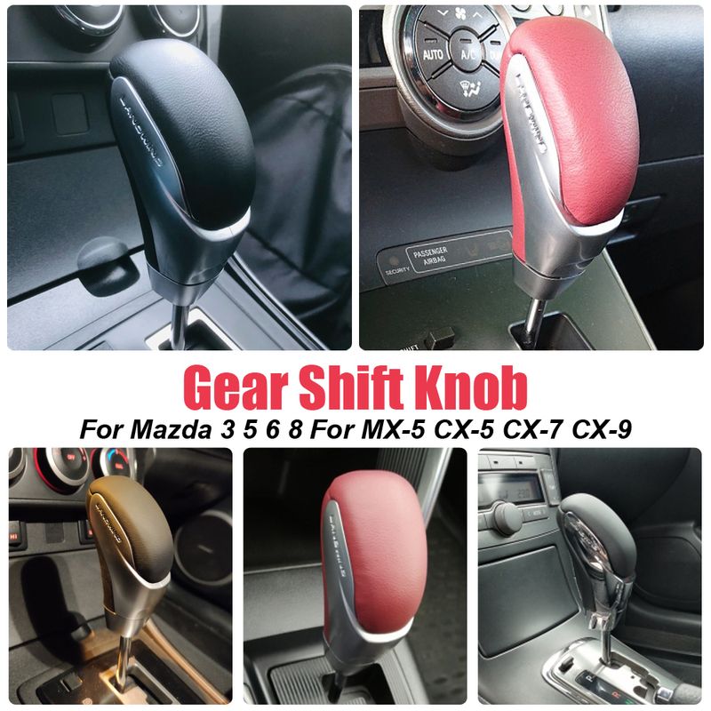Knob Leather Gear Shift Head for Mazda 3 2006 2007 2008 2010 2011 2012 year Lever Shifter Stick Car Accessories_voghion.com