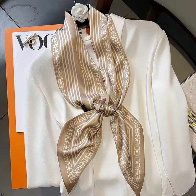 Double Layer Women's Headsc Spring Autumn Wide Ribbon Diagonal Elegant Long Silk Fashion Decorative Neck_voghion.com