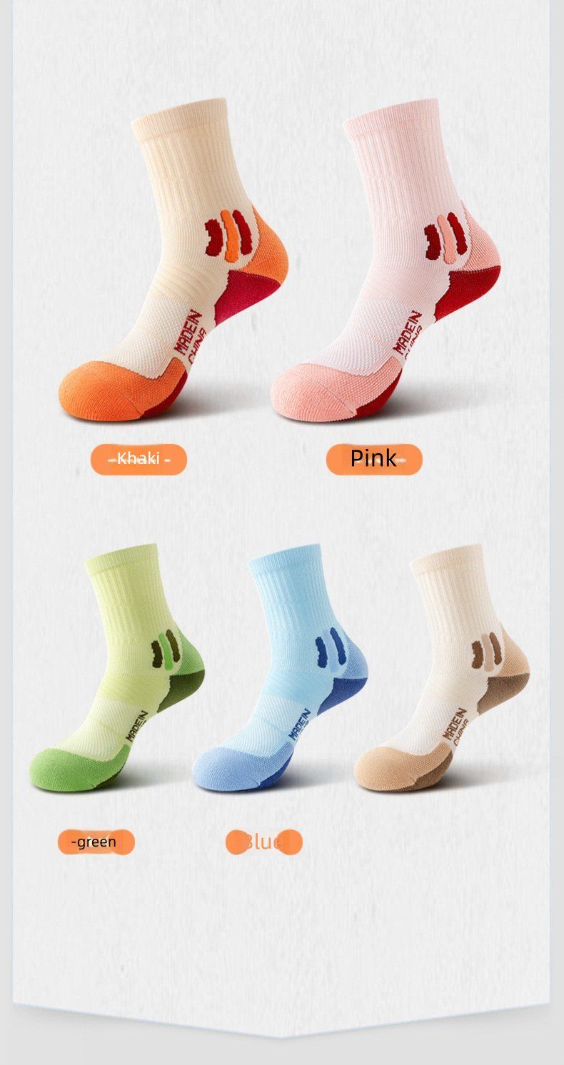 Mid-Calf Sports Spring And Autumn Sweat-Absorbing Non-Slip Towel Bottom Women's Special Running Hiking Badminton Socks_voghion.com