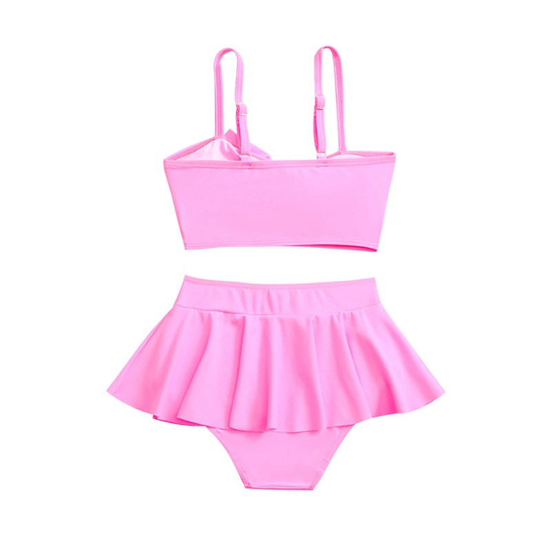 Maillot de bain trois pièces pour enfants Mother&Kids Maillot de bain jupe à volants avec nœud mignon pour filles_voghion.com