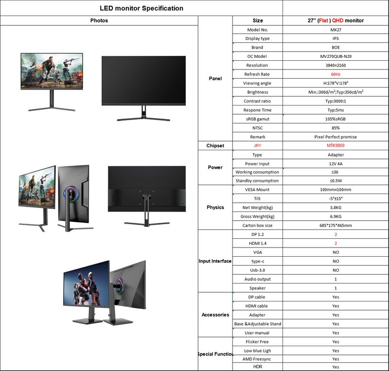 Écran LED de bureau gaming IPS 4K 27 pouces_voghion.com