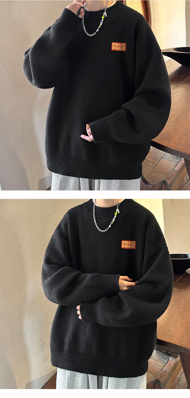 Maglione a collo alto da uomo, autunno inverno, caldo e spesso, pullover comodo, maglieria alla moda con base larga, capispalla_voghion.com