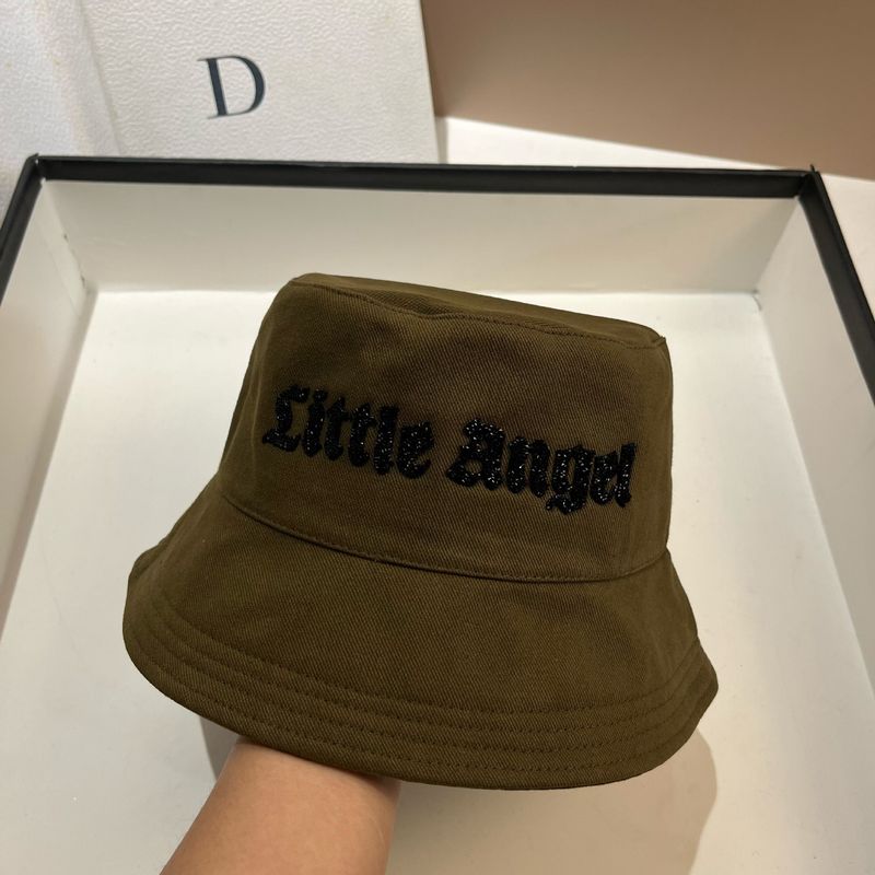 2025 New Rhinestone Sanskrit Letter Pure Cotton Fisherman Korean Style Spring Summer Casual Bucket Outdoor Travel Breathable_voghion.com