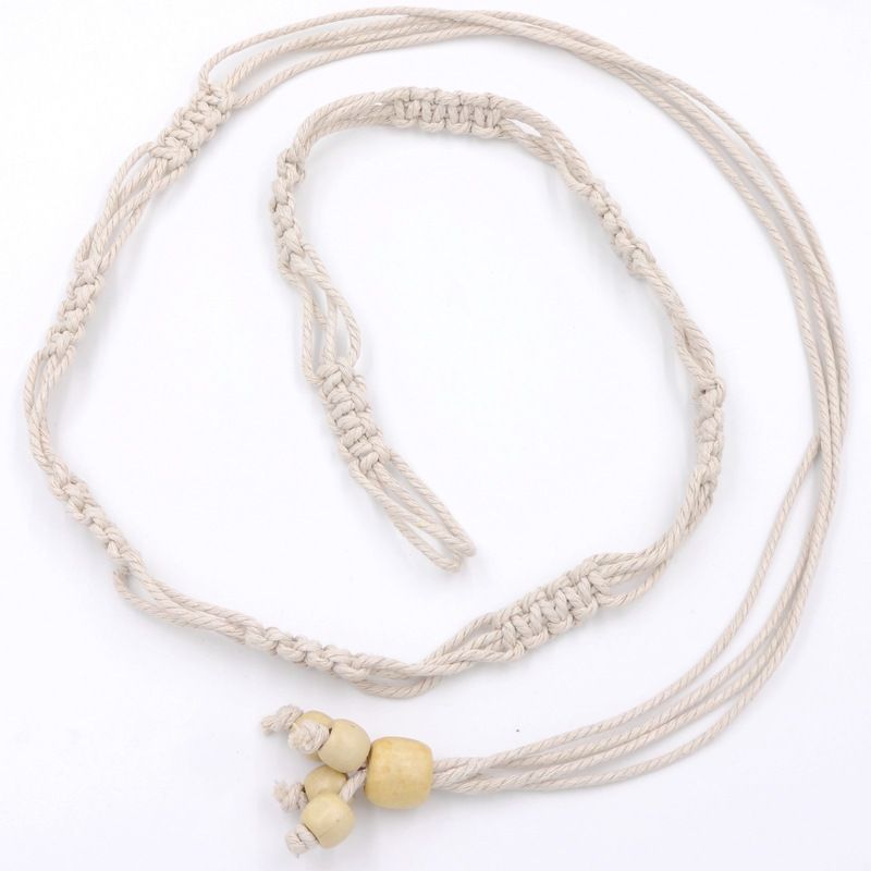 Abito versatile alla moda tessuto a mano con corda di cotone, catena sottile in vita, semplice decorazione femminile_voghion.com