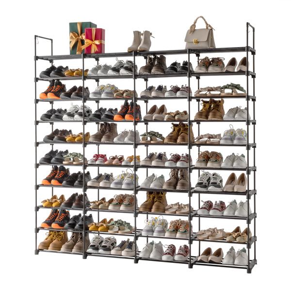 10 Tiers Shoe Rack Storage Organizer Shoe Shelf Organizer for Entryway Holds 80 Pairs Shoe; Stackable Shoe Cabinet Shoe Rack_voghion.com