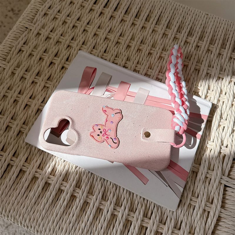 Weave Wrist Strap Cartoon Cowboy Leather Shockproof Phone Case For Iphone 16 15 14 13 12 Pro Max Protective Cover Cases_voghion.com