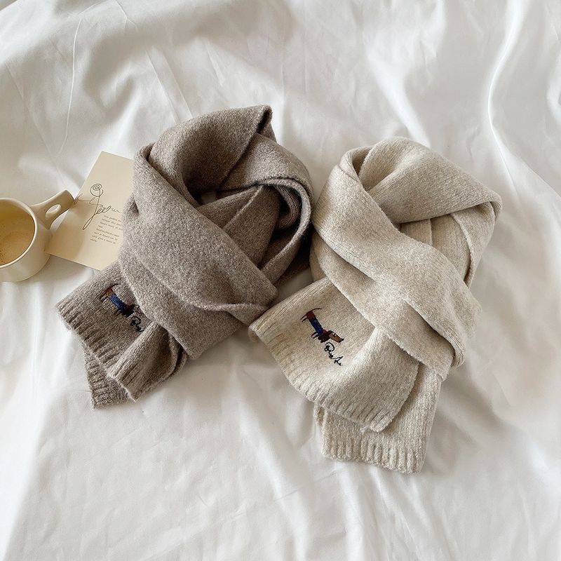 New Cute Dog Embroidered Autumn and Winter Warm Shawl Student Versatile Couple Scarf_voghion.com