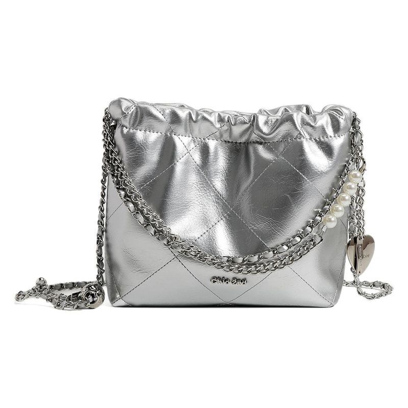 Borsa a secchiello Nanfeng Island Tour Diary per donna, nuova tendenza estiva 2024, borsa a tracolla con catena trapuntata_voghion.com