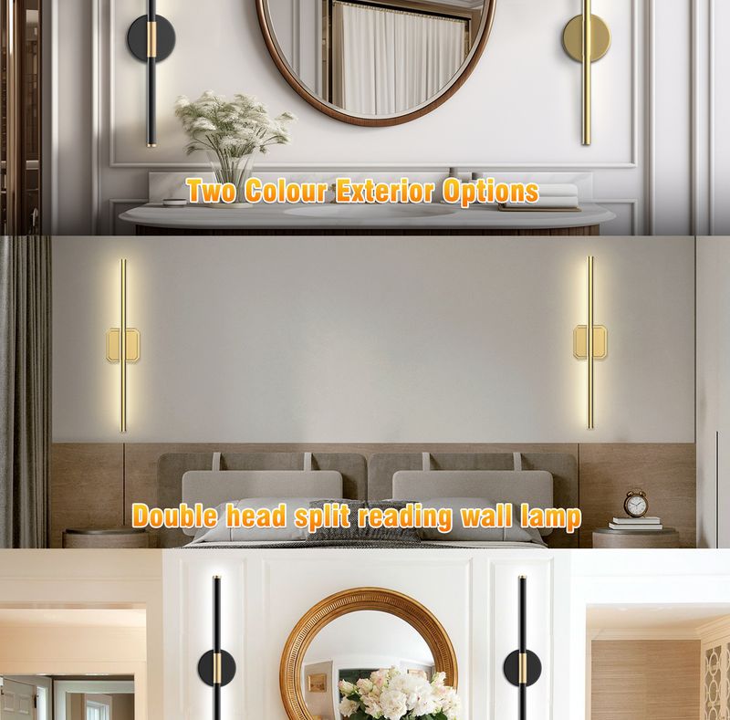 Aplique de pared de doble cabezal: lámpara de lectura magnética desmontable con LED regulable y carga USB, diseño de enchufe inalámbrico para dormitorio o estudio._voghion.com