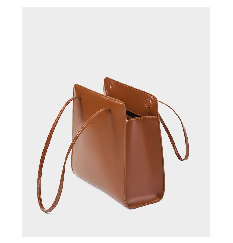 Borsa tote per l'inizio dell'autunno, borsa a secchiello in pelle di alta qualità, temperamento retrò, borsa rossa da donna_voghion.com