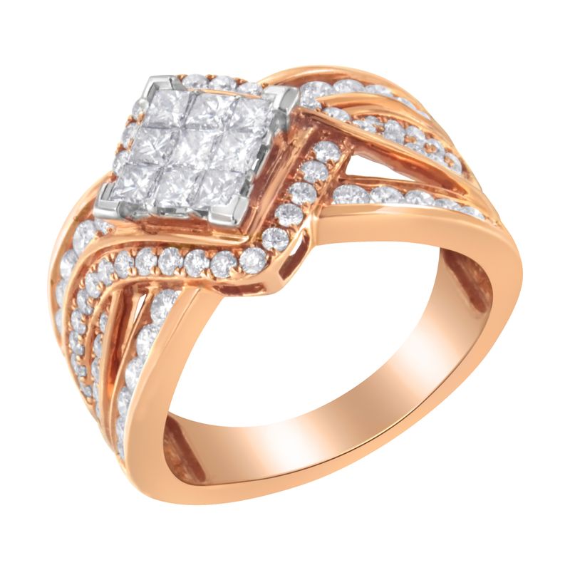 Two-Tone 10KT Gold Diamond Bypass Cocktail Ring (1 1/2 cttw, H-I Color, I1-I2 Clarity)_voghion.com