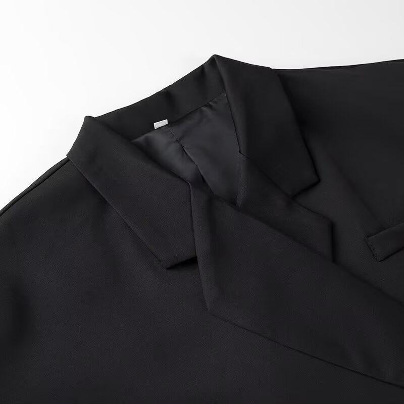 Giacca blazer oversize da donna - Classico cappotto a maniche lunghe con revers a lancia e tasche, in poliestere, casual, da lavoro o da ufficio (nero/grigio/kaki, S/M/L)_voghion.com