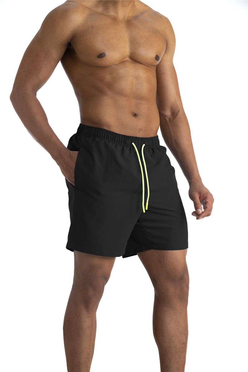 Men's Water-Repellent Swim Trunks - Double Layer & Breathable For Beach Pool & Summer Activities (Quick-Dry Black/Blue)_voghion.com