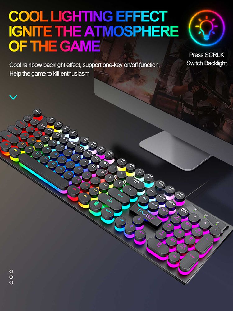 Shadow Mechanical Feeling, Keyboard, Desktop Computer, Laptop, Esports Game, Illuminated Wired Keyboard_voghion.com