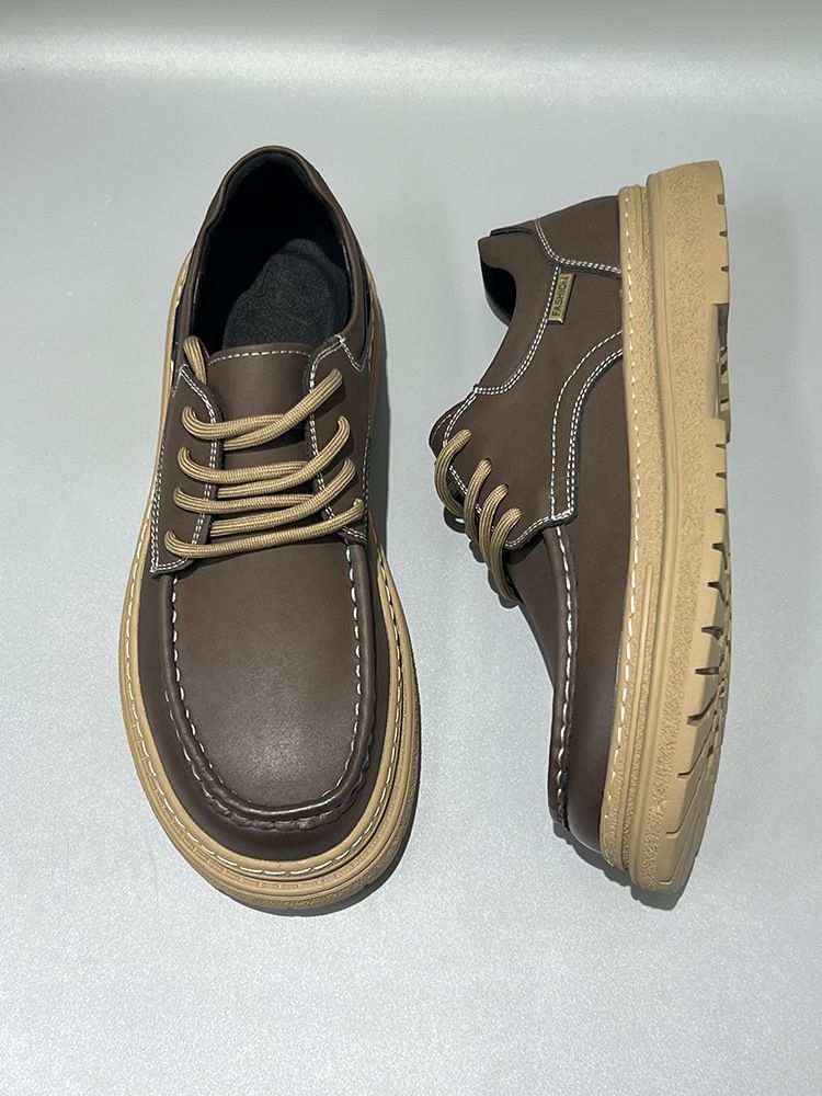 Big Toe Herbst New British Style Business Casual Kleine Herren Schnürschuhe mit breitem Fuß Formelle Lederschuhe_voghion.com