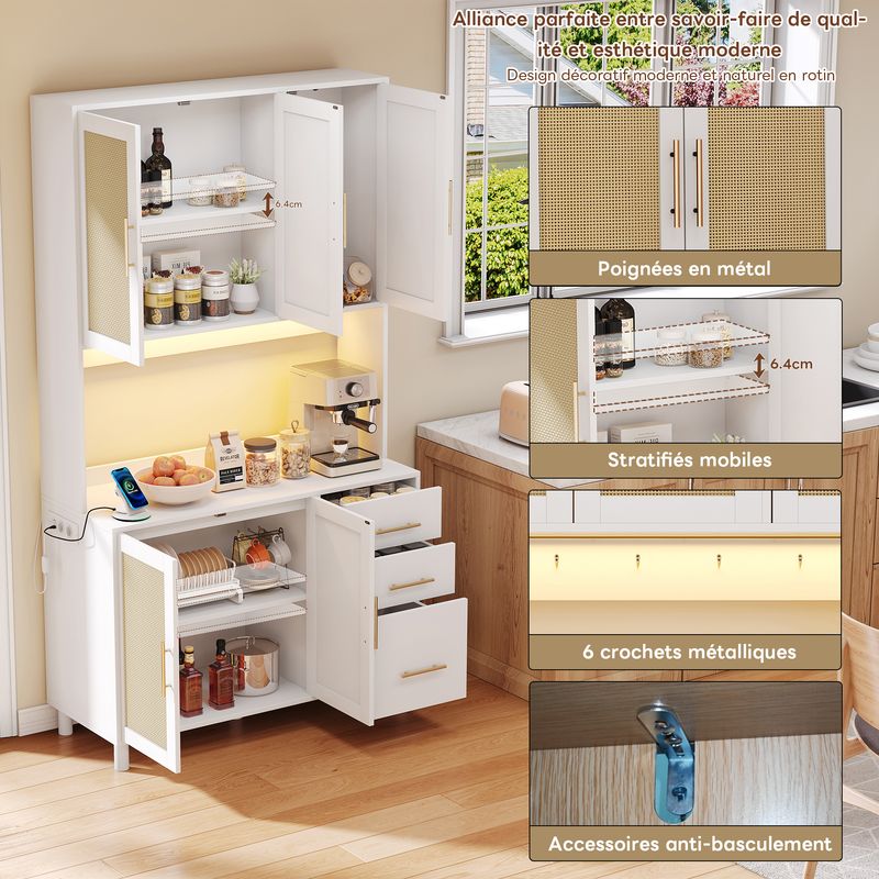 Cucina 183cm con app illuminate a LED, USB, steckdosen, 3 Schubladen_voghion.com