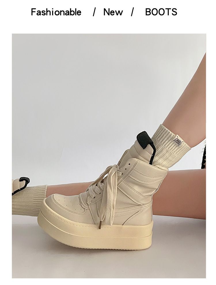 Stivaletti alti dal design unico per donna, autunno inverno 2025, nuovi stivaletti casual sportivi con rialzo, suola spessa e versatili_voghion.com