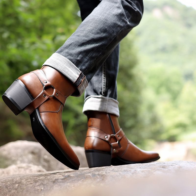New Spring 2024 Men's High Top Zipper Retro Martin Boots_voghion.com