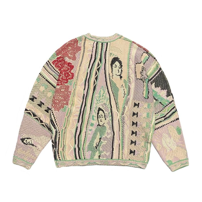 Maglione girocollo lavorato a maglia in stile etnico a contrasto vintage, con ritratto, in jacquard, taglia grande_voghion.com
