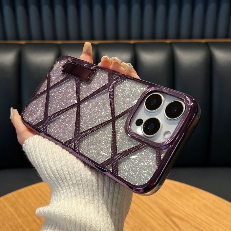 Phone Case & Covers Applicable To Mobile Phone Case Invisible Bracket Gradient Glitter Diamond Pattern IPhone15 Light Luxury_voghion.com