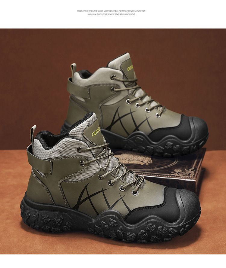 Herren Freizeitschuhe aus Leder, Chukka-Stiefeletten, handgefertigt, modische Schuhe, rutschfest, atmungsaktiv, bequem, mittelhoch, zum Autofahren, Gehen im Freien_voghion.com
