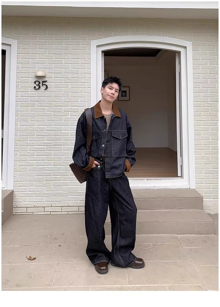 Men's Clothing Vintage Barn Jacket – Oversized Denim Workwear Coat For Men (Black, S-XXL) Hot-selling_voghion.com