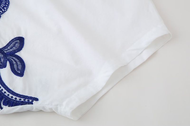 Vêtements pour femmesEnsemble chemise + jupe brodée contrastée pour femmes_voghion.com