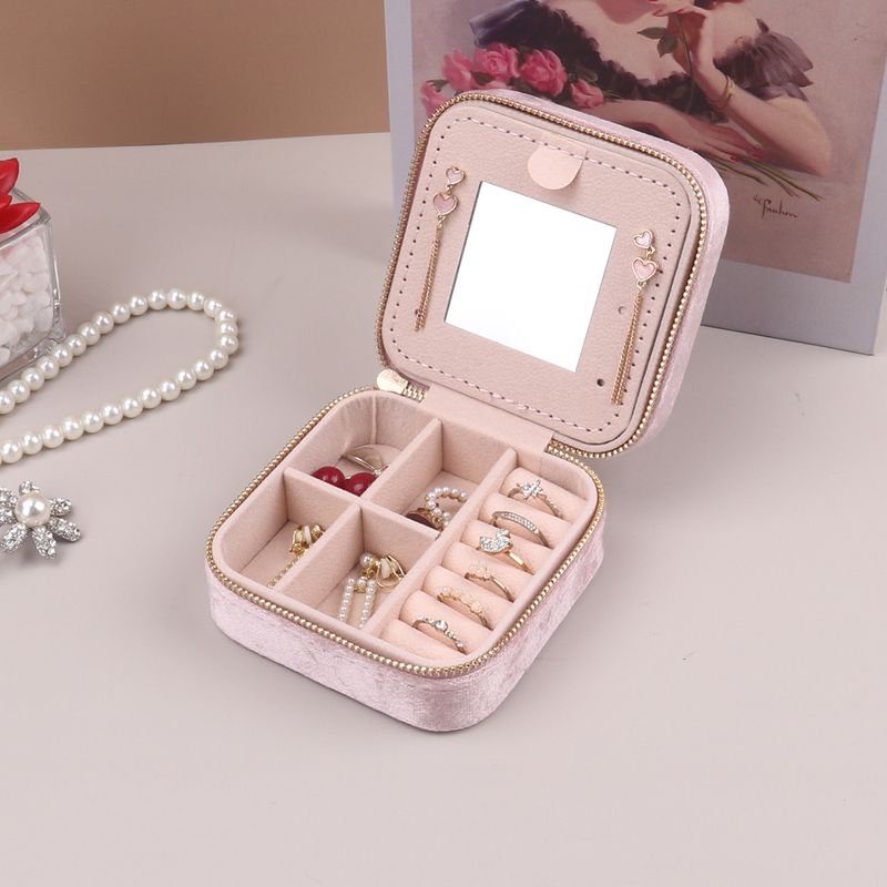 Portable Jewelry Organizer Box - Velvet-Lined Multi-Layer Storage Case For Earrings, Rings & Necklaces (10x10x5cm)_voghion.com