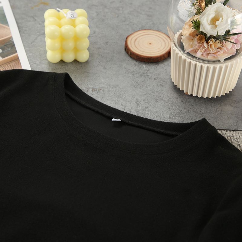 2025 Lente Zwarte Melk Zijden Ronde Hals Dames Homewear Zachte Comfortabele Rekbare Pyjama Tweedelig Set_voghion.com